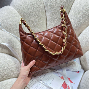 Chanel AS4923 Large Hobo Shiny Lambskin & Gold-Tone Metal Brown - Default Title - View 4