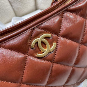 Chanel AS4923 Large Hobo Shiny Lambskin & Gold-Tone Metal Brown - Default Title - View 6