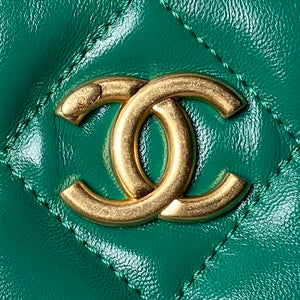 Chanel AS4923 Large Hobo Shiny Lambskin & Gold-Tone Metal Dark Green - Default Title - View 3