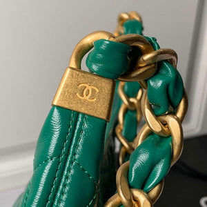 Chanel AS4923 Large Hobo Shiny Lambskin & Gold-Tone Metal Dark Green - Default Title - View 5