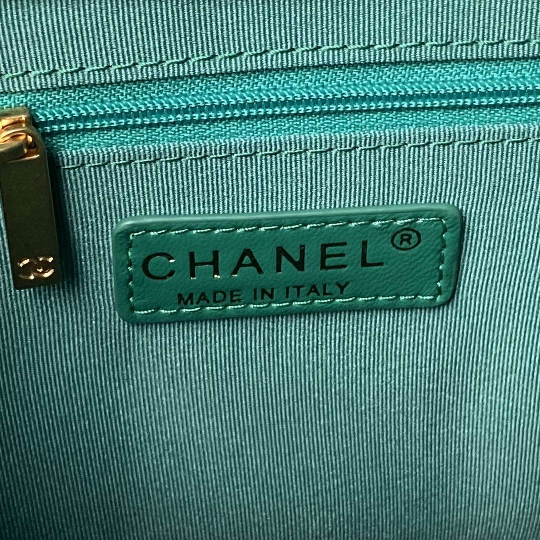 Chanel AS4923 Large Hobo Shiny Lambskin & Gold-Tone Metal Dark Green
