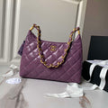 Chanel AS4923 Large Hobo Shiny Lambskin & Gold-Tone Metal Dark Purple