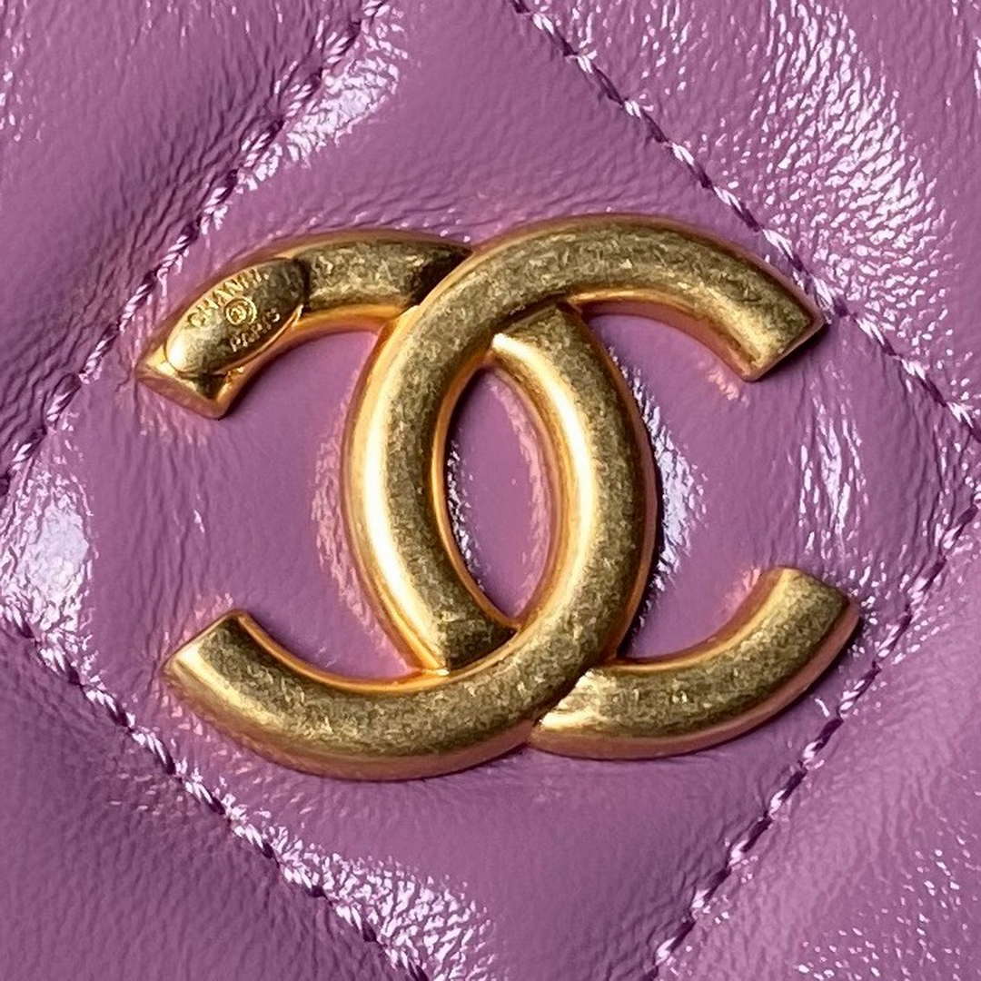 Chanel AS4923 Large Hobo Shiny Lambskin & Gold-Tone Metal Dark Purple - Default Title - View 3