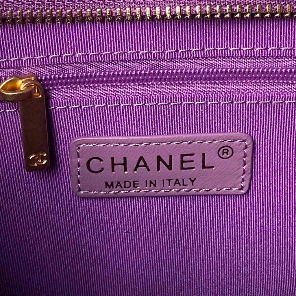 Chanel AS4923 Large Hobo Shiny Lambskin & Gold-Tone Metal Dark Purple