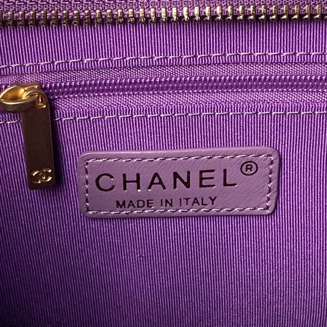 Chanel AS4923 Large Hobo Shiny Lambskin & Gold-Tone Metal Dark Purple