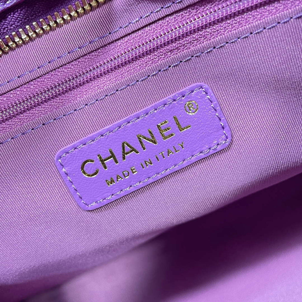 Chanel AS4923 Large Hobo Shiny Lambskin & Gold-Tone Metal Purple