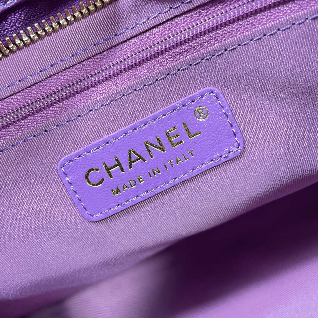 Chanel AS4923 Large Hobo Shiny Lambskin & Gold-Tone Metal Purple