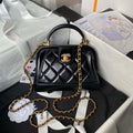 Chanel AS4958 Mini Flap bag With top handle Shiny Lambskin & Gold-Tone Metal Black - Default Title - View 1