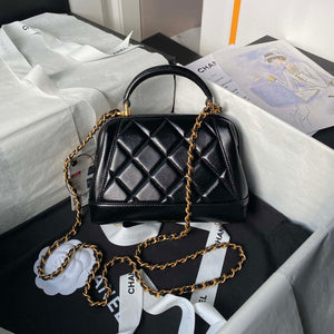 Chanel AS4958 Mini Flap bag With top handle Shiny Lambskin & Gold-Tone Metal Black - Default Title - View 2