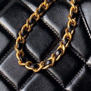 Chanel AS4958 Mini Flap bag With top handle Shiny Lambskin & Gold-Tone Metal Black - Default Title - View 3
