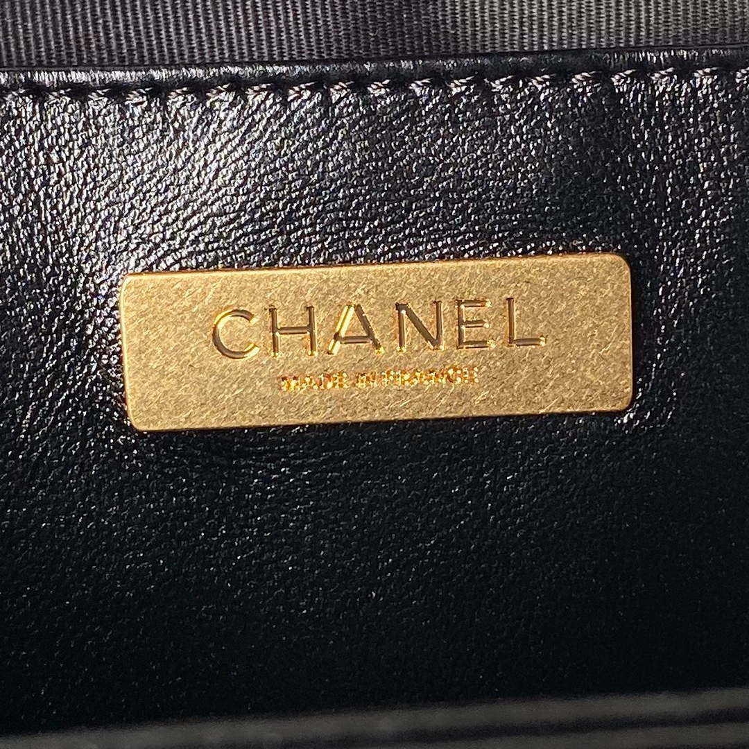 Chanel AS4958 Mini Flap bag With top handle Shiny Lambskin & Gold-Tone Metal Black - Default Title - View 7