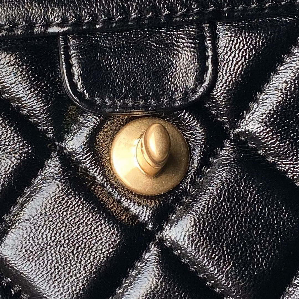 Chanel AS4958 Mini Flap bag With top handle Shiny Lambskin & Gold-Tone Metal Black
