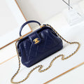 Chanel AS4958 Mini Flap bag With top handle Shiny Lambskin & Gold-Tone Metal Navy blue - Default Title - View 1