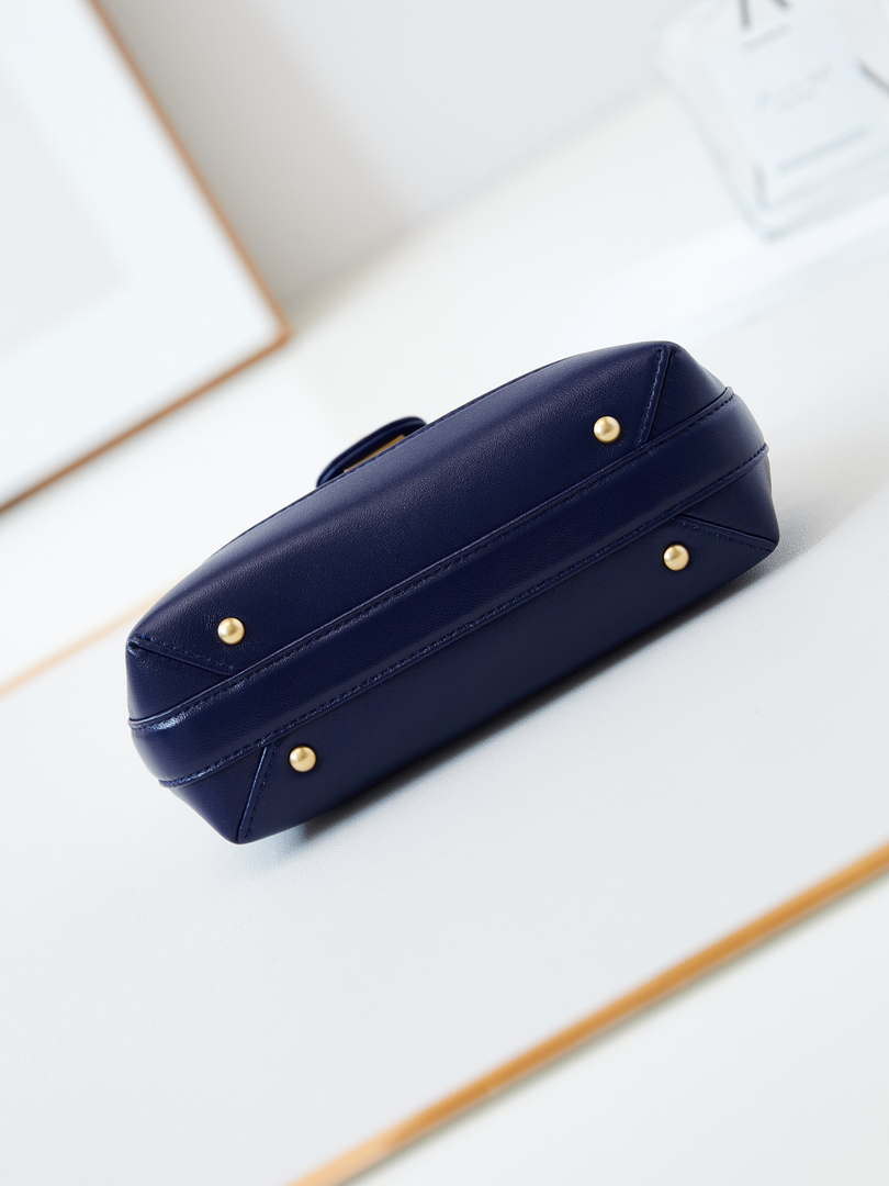 Chanel AS4958 Mini Flap bag With top handle Shiny Lambskin & Gold-Tone Metal Navy blue - Default Title - View 7