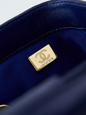 Chanel AS4958 Mini Flap bag With top handle Shiny Lambskin & Gold-Tone Metal Navy blue - Default Title - View 9