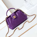 Chanel AS4958 Mini Flap bag With top handle Shiny Lambskin & Gold-Tone Metal Purple - Default Title - View 1