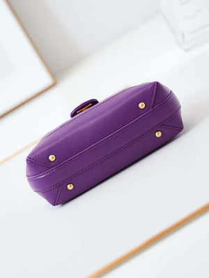 Chanel AS4958 Mini Flap bag With top handle Shiny Lambskin & Gold-Tone Metal Purple - Default Title - View 6