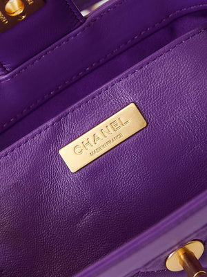 Chanel AS4958 Mini Flap bag With top handle Shiny Lambskin & Gold-Tone Metal Purple - Default Title - View 7