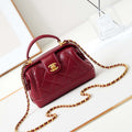 Chanel AS4958 Mini Flap bag With top handle Shiny Lambskin & Gold-Tone Metal Red - Default Title - View 1