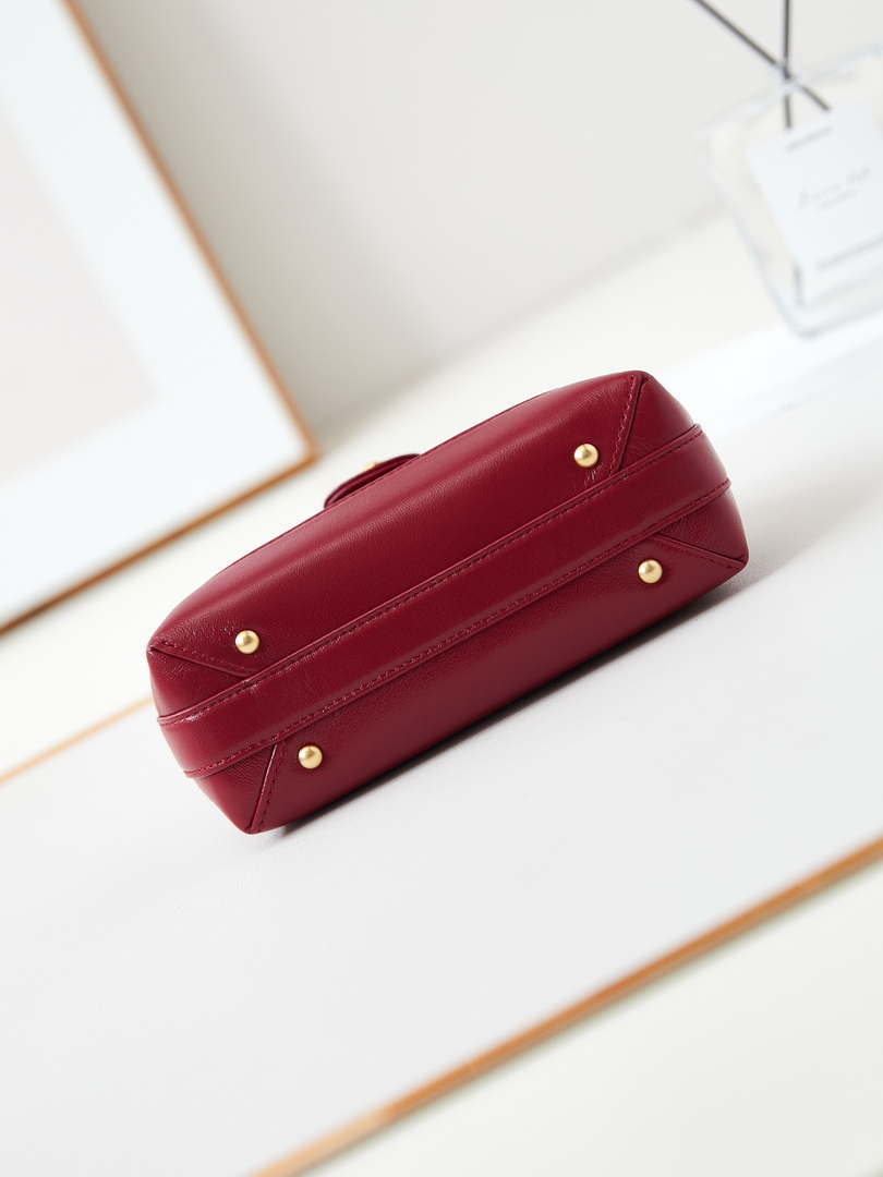 Chanel AS4958 Mini Flap bag With top handle Shiny Lambskin & Gold-Tone Metal Red - Default Title - View 6