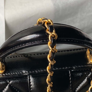 Chanel AS4959  Flap bag With top handle Shiny Lambskin & Gold-Tone Metal Black - Default Title - View 9