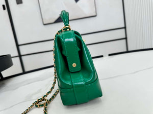Chanel AS4959  Flap bag With top handle Shiny Lambskin & Gold-Tone Metal Green - Default Title - View 5