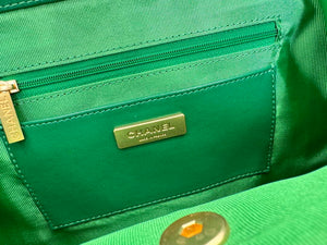 Chanel AS4959  Flap bag With top handle Shiny Lambskin & Gold-Tone Metal Green - Default Title - View 8