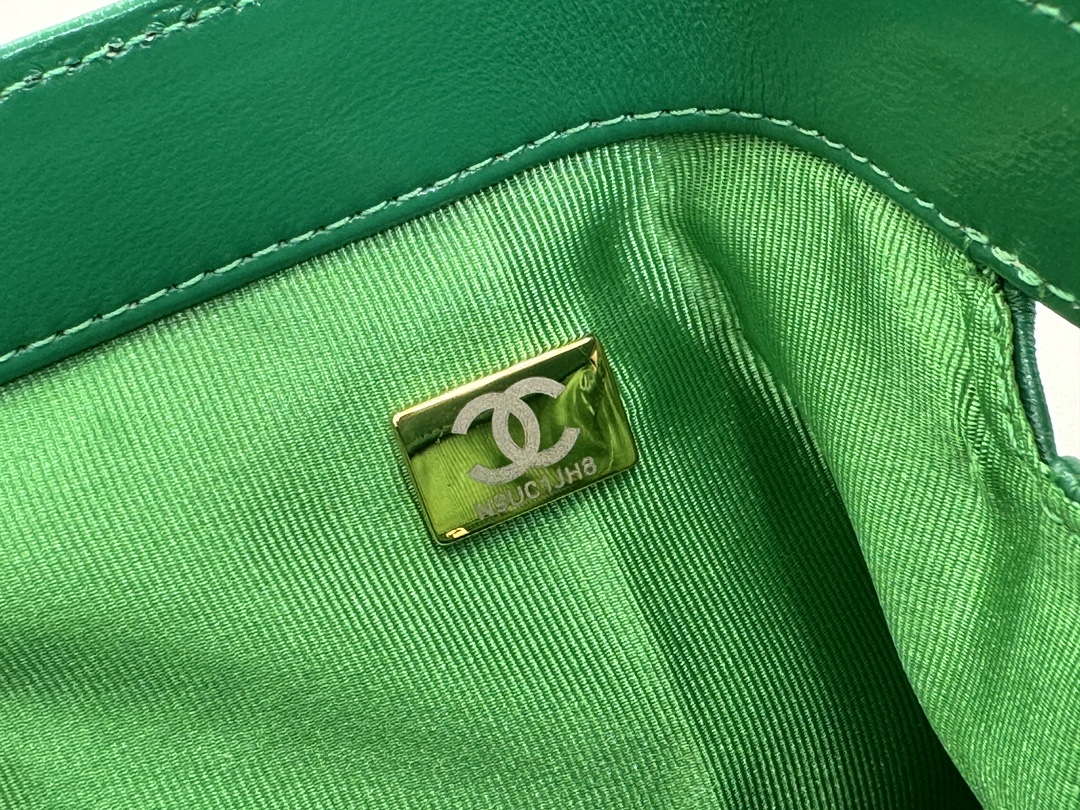 Chanel AS4959  Flap bag With top handle Shiny Lambskin & Gold-Tone Metal Green - Default Title - View 9