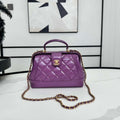Chanel AS4959  Flap bag With top handle Shiny Lambskin & Gold-Tone Metal Purple - Default Title - View 1
