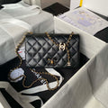 Chanel AS4967 Small Flap Bag Shiny Lambskin Enamel & Gold-Tone Metal Black - Default Title - View 1
