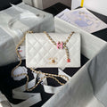 Chanel AS4967 Small Flap Bag Shiny Lambskin Enamel & Gold-Tone Metal White - Default Title - View 1
