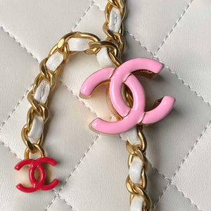 Chanel AS4967 Small Flap Bag Shiny Lambskin Enamel & Gold-Tone Metal White - Default Title - View 4