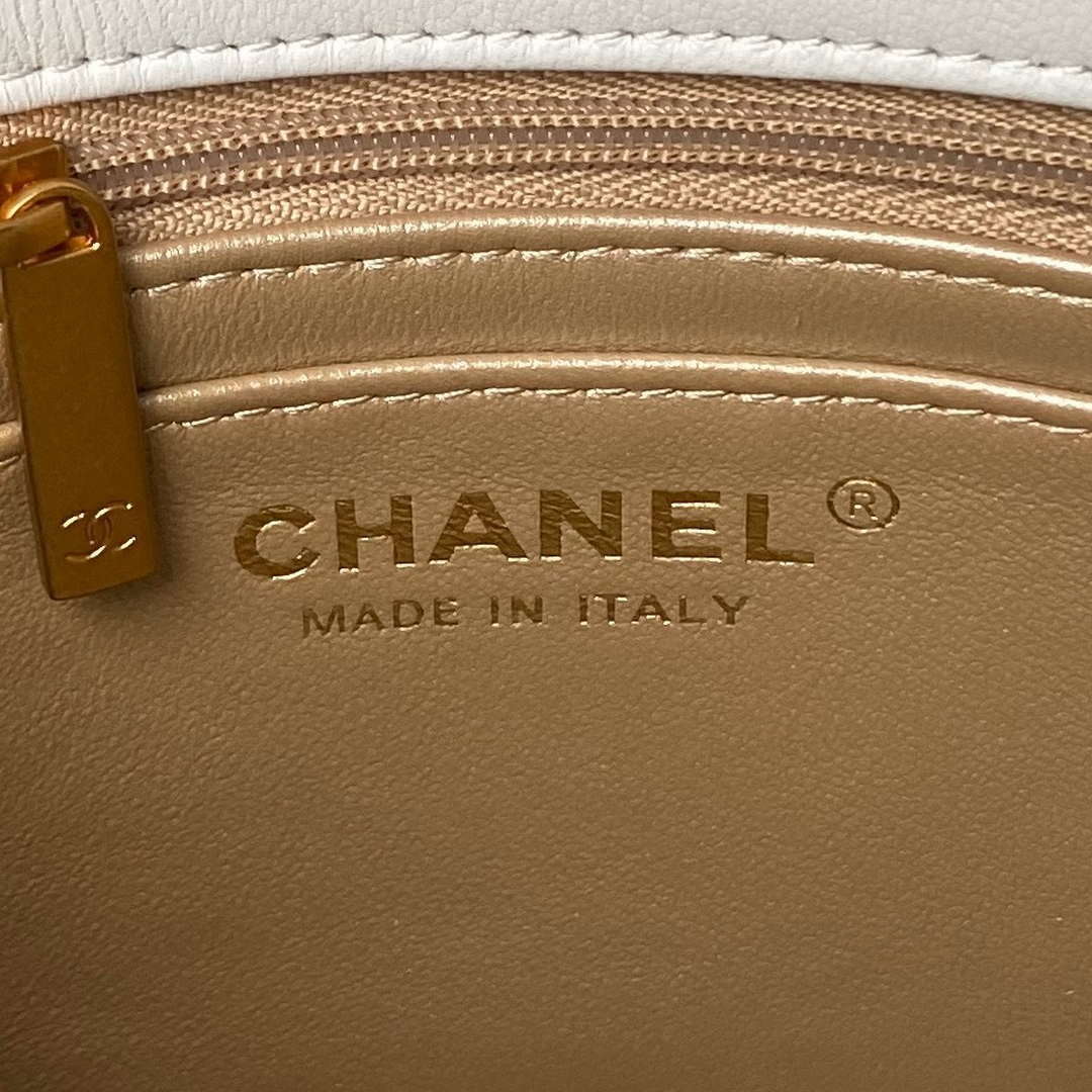 Chanel AS4967 Small Flap Bag Shiny Lambskin Enamel & Gold-Tone Metal White - Default Title - View 9