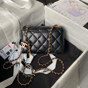 Chanel AS4973 Mini Flap Bag Shiny Lambskin Enamel & Gold-Tone Metal Black - Default Title - View 2
