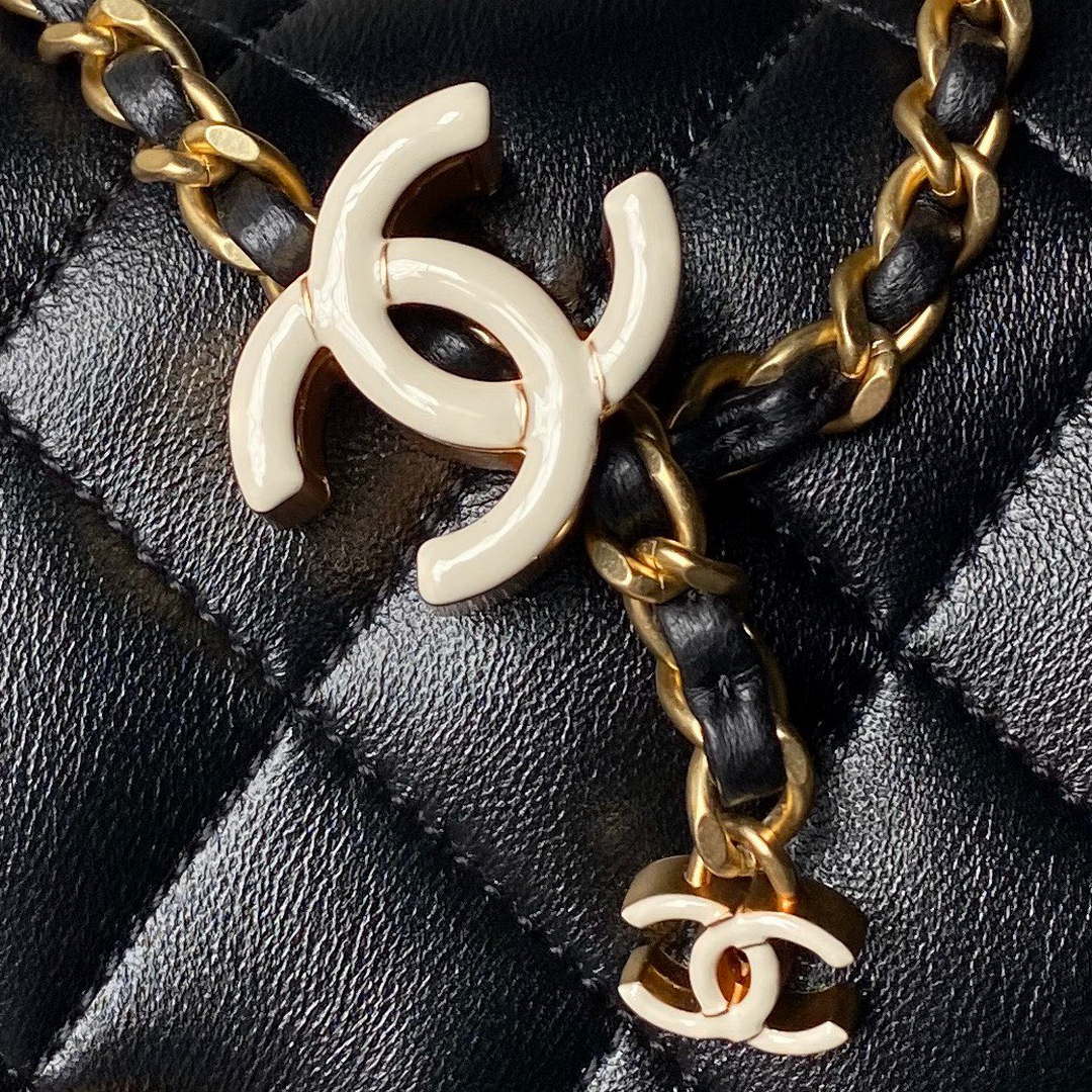 Chanel AS4973 Mini Flap Bag Shiny Lambskin Enamel & Gold-Tone Metal Black - Default Title - View 4