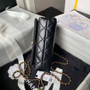 Chanel AS4973 Mini Flap Bag Shiny Lambskin Enamel & Gold-Tone Metal Black - Default Title - View 6