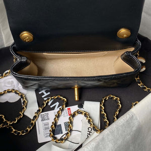 Chanel AS4973 Mini Flap Bag Shiny Lambskin Enamel & Gold-Tone Metal Black - Default Title - View 8