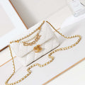 Chanel AS4986 Mini Flap bag Shiny Lambskin  Imitation Pearls & Gold-Tone Metal White - Default Title - View 1