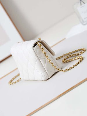 Chanel AS4986 Mini Flap bag Shiny Lambskin  Imitation Pearls & Gold-Tone Metal White - Default Title - View 5