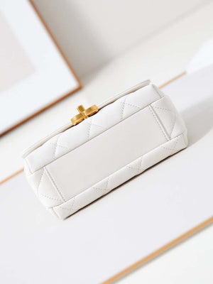 Chanel AS4986 Mini Flap bag Shiny Lambskin  Imitation Pearls & Gold-Tone Metal White - Default Title - View 6