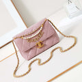 Chanel AS4986 Mini Flap bag Shiny Lambskin  Imitation Pearls & Gold-Tone Metal Pink - Default Title - View 1