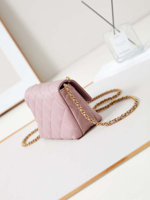 Chanel AS4986 Mini Flap bag Shiny Lambskin  Imitation Pearls & Gold-Tone Metal Pink - Default Title - View 4