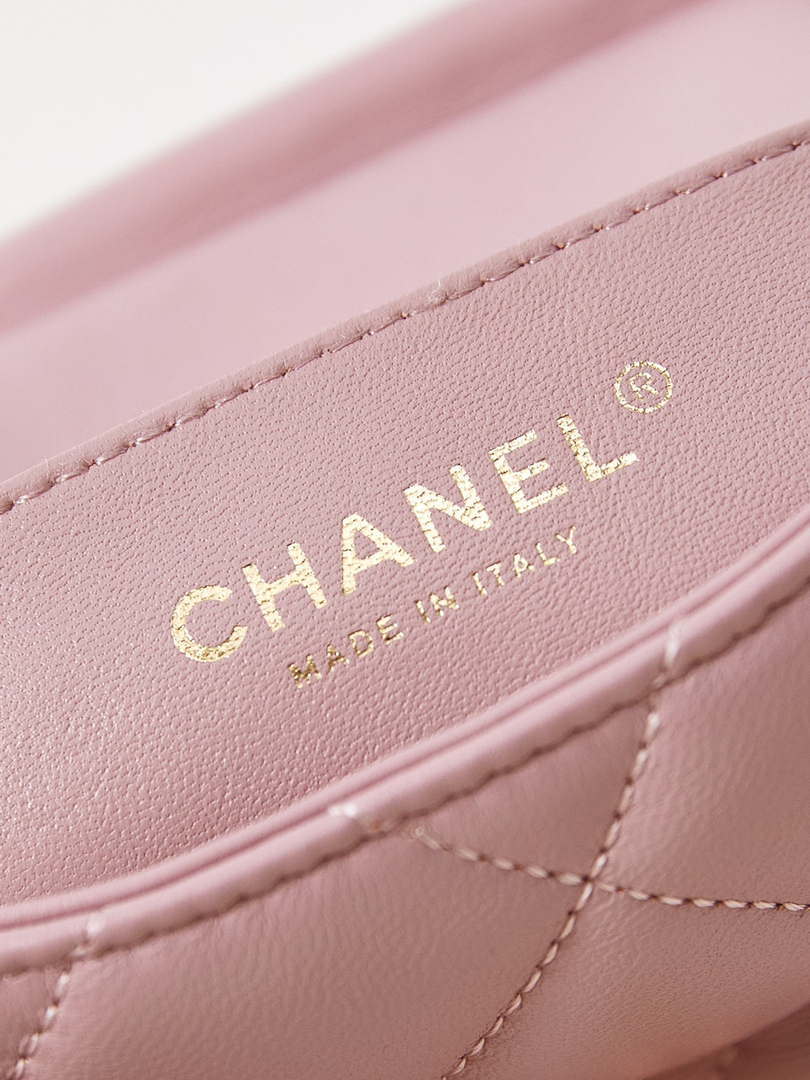 Chanel AS4986 Mini Flap bag Shiny Lambskin  Imitation Pearls & Gold-Tone Metal Pink