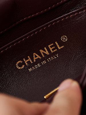 Chanel AS4986 Mini Flap bag Shiny Lambskin  Imitation Pearls & Gold-Tone Metal Wine Red - Default Title - View 8