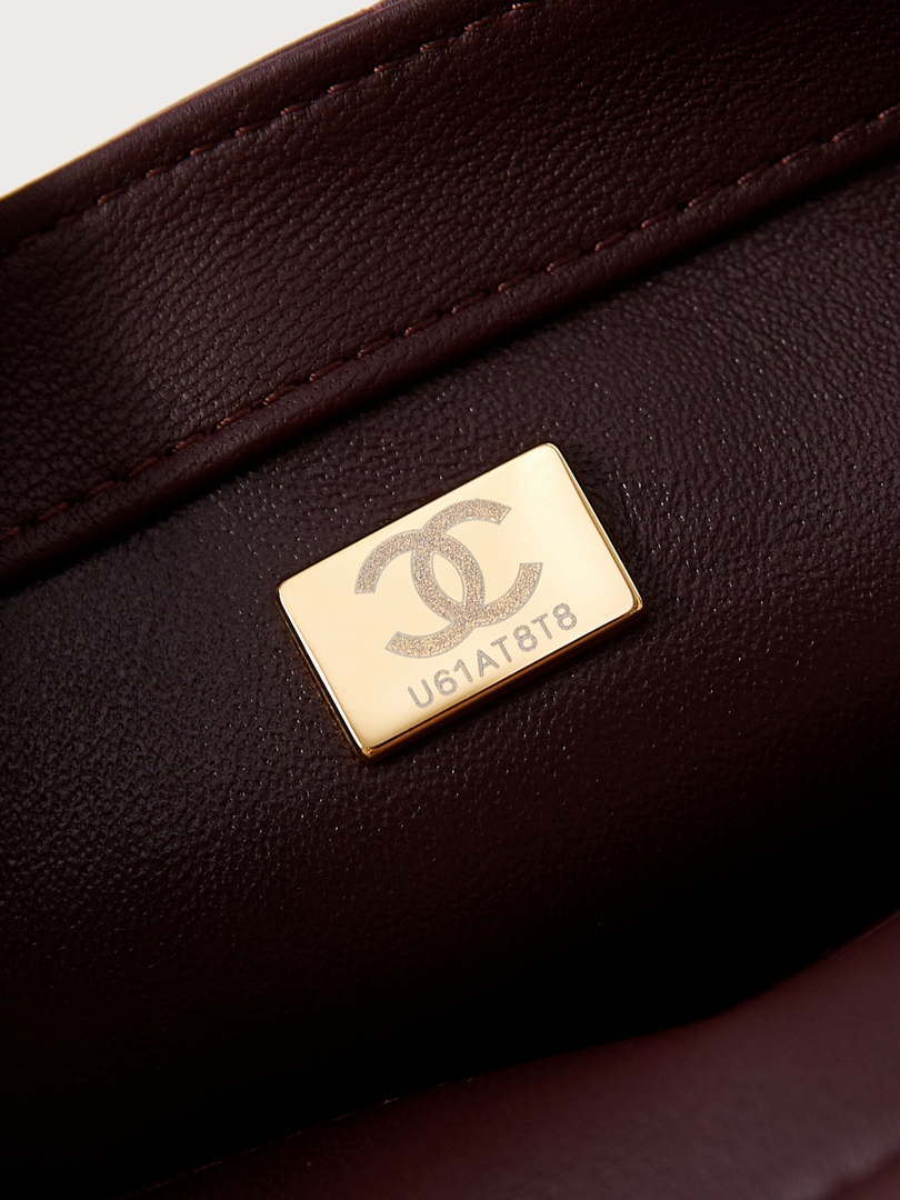 Chanel AS4986 Mini Flap bag Shiny Lambskin  Imitation Pearls & Gold-Tone Metal Wine Red