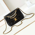 Chanel AS4986 Mini Flap bag Shiny Lambskin  Imitation Pearls & Gold-Tone Metal Black - Default Title - View 1
