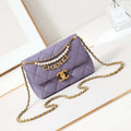 Chanel AS4986 Mini Flap bag Shiny Lambskin  Imitation Pearls & Gold-Tone Metal Light Purple - Default Title - View 1