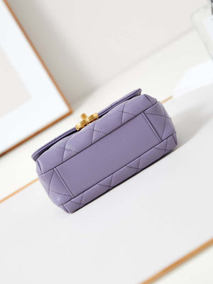 Chanel AS4986 Mini Flap bag Shiny Lambskin  Imitation Pearls & Gold-Tone Metal Light Purple - Default Title - View 7