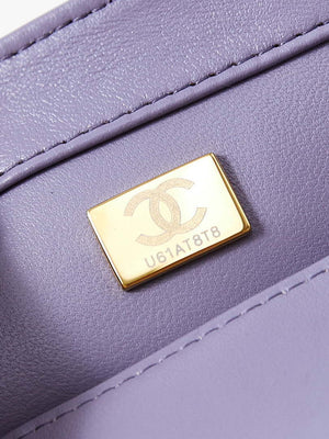 Chanel AS4986 Mini Flap bag Shiny Lambskin  Imitation Pearls & Gold-Tone Metal Light Purple - Default Title - View 10