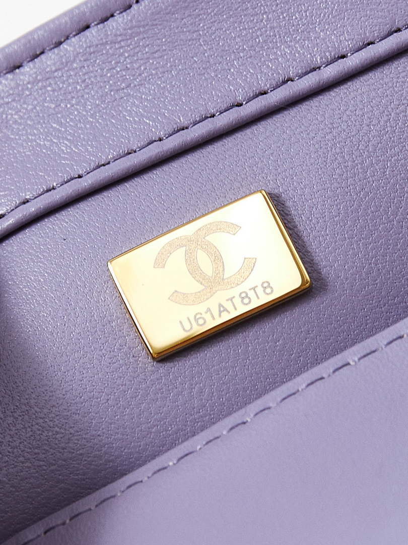 Chanel AS4986 Mini Flap bag Shiny Lambskin  Imitation Pearls & Gold-Tone Metal Light Purple - Default Title - View 10